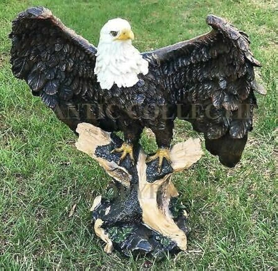 Amazon.co.jp: 枝に止 空の王 白頭鷲 彫刻 彫像 高さ 約46cm